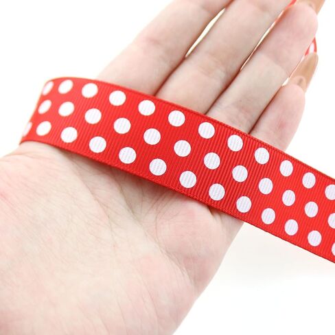 Length 10 Yards Polyester Polka Dot Pattern Ribbon Red Background White Dots for Gift Wrapping Party Decorations Hand Sewn in Kuwait