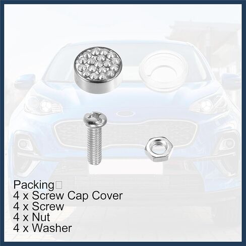 1 Set Bling Car License Plate Fasteners Screws Caps Covers White Universal Rhinestone License Plate Bolt Cap Plastic Washer Stylish Design in Saudi Arabia