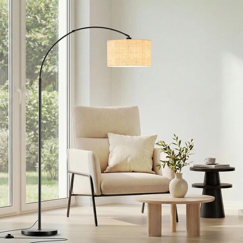 marctronic Modern Arc Floor Lamp with Foot Switch for Living Room, 3000K-6000K Adjustable Color Temperature, 71" Tall Arc Standing Lamp with 9W LED Bulb for Bedroom, Office, Beige in Saudi Arabia