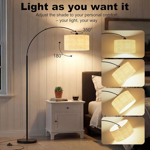 marctronic Modern Arc Floor Lamp with Foot Switch for Living Room, 3000K-6000K Adjustable Color Temperature, 71" Tall Arc Standing Lamp with 9W LED Bulb for Bedroom, Office, Beige in Saudi Arabia