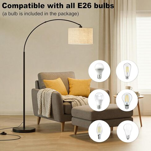 marctronic Modern Arc Floor Lamp with Foot Switch for Living Room, 3000K-6000K Adjustable Color Temperature, 71" Tall Arc Standing Lamp with 9W LED Bulb for Bedroom, Office, Beige in Saudi Arabia
