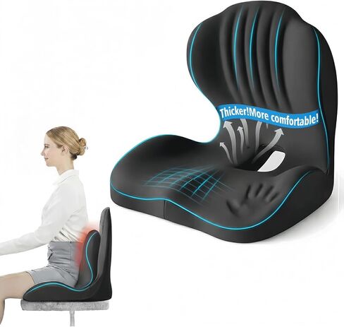 Ergonomic L-Shaped Memory Foam Seat Cushion with Lumbar Support, Designed to Help Relieve Tailbone, Coccyx & Lower Back Pain for Office,Truck, Car & Travel (Black) in Saudi Arabia