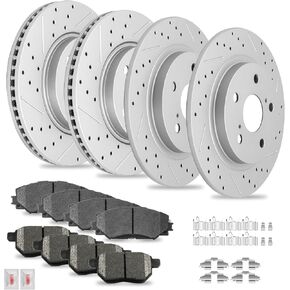 Ceramic Disc Brake Pads And Rotors Kit Front Vented & Rear Solid Rotor For 2008 2009 2010 2011 2012 2013 2014 2015 Scion Xb in Saudi Arabia