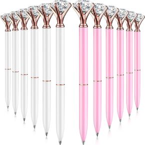 Outus 12 Pcs Diamond Pens, Bling Wedding Crystal Metal Ballpoint Pens for Wedding Bridal Shower Baby Shower Home Office, Elegant Crystal Topped Writing Instruments for Bridesmaid Gifts & Invitations in Kuwait