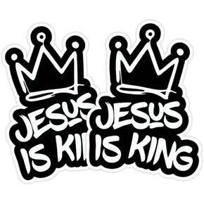 2pc Jesus is King Vinyl Decal with Crown Design, 4.53"x5.91", Ideal for Car Windows, Bumpers, Laptop - Showcases Your Faith with a Stylish Touch |#AZ110 in Saudi Arabia