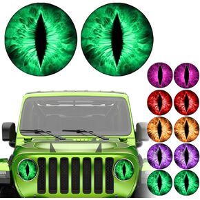 Beast Eyes Headlight Decals, 3D Stereo Eye Headlight Decal Stickers for Jeep Headlights, Round Headlights Decal for Truck Car Body Window Bumper Decoration (Red) in Saudi Arabia