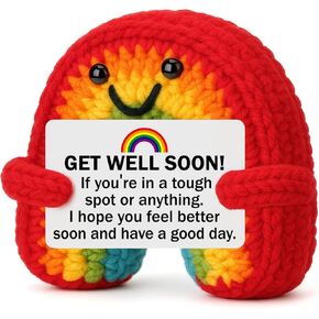 BuiltFit Get Well Gifts for Women - Get Well Soon Inspirational Handmade Crochet Rainbow After Surgery Recovery Self Care Feel Better Thinking of You Cancer Care Comfort Gift for Men Patients Friends in Kuwait