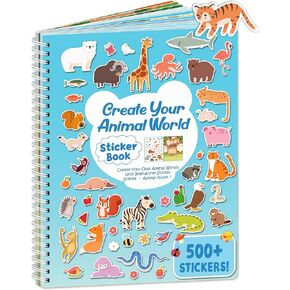 Zartores 500+ Sticker Book for Kids, Coloring & Activity Sticker Book, Toddler Airplane Travel Toys Gifts, Road Trip Essentials, Screen Free Quiet Games, 12 Coloring Pages 12 Scenes - Animal in Saudi Arabia