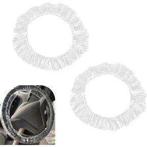 100 PCS Disposable Car Steering Wheel Cover, All-season Stretchable Disposable Steering Wheel Grip Protector, Sufficient Quantity of Maintenance Accessories for Most Cars (Transparent) in Saudi Arabia