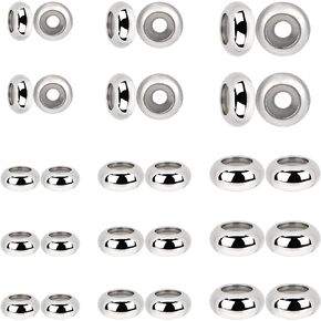 30 PCS Stopper Beads for Bracelets, Adjustable Stainless Steel Slider Beads for Jewelry Making, 7mm 8mm 10mm Stopper Bead for Bracelets Necklaces Chain DIY in Saudi Arabia