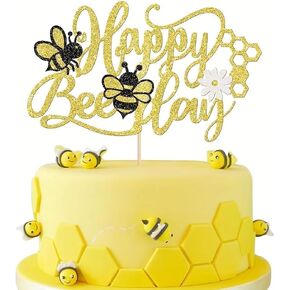 20 Pcs Bumble Bee Cupcake Toppers Bee Decorations for Party Glitter Gender Reveal Honeycomb Cupcake Picks Baby Shower Birthday Party Cake Decorations Supplies Bee Party Favors in Saudi Arabia