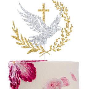 Glitter Holy Dove Cross Cake Topper, Baptism, First Holy Communion, Confirmation, Christian Wedding, Religious Baby Shower 1st Birthday Party Decorations in Saudi Arabia