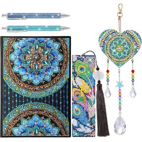 ForraFun Diamond Art Notebook for Adults Diamond Painting Journals Notebooks 5d DIY Diamonds Notebook Painting Kit with Diamonds Ballpoint DIY Bookmark & Wind Chime for Crafts Gift(Mandala) in Kuwait