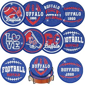 KALUOLAN 8PCS Diamond Painting Coasters Kits with Holder,5D Football Stlye Cup Coasters Diamond Art Sets for Beginners Kids Adults DIY Sports Gift for Detroit in Saudi Arabia