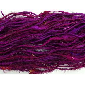 Recycled Sari Silk Yarn Hand-Spun Dark Magenta Soft Yarns 100g in Saudi Arabia