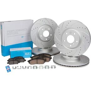 [Front & Rear Kit] Geomet Coated Brake Disc Rotors & Ceramic Brake Pads for Nissan Sentra 2020-2021 - 2022-2023 - 2024-2025 (SR & SV Only, NO Brake Drums) in Saudi Arabia
