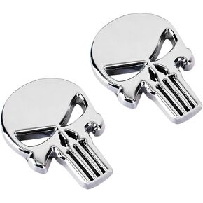 2PCS Car Punisher Skull Sticker Decals, Waterproof 3D Metal Skull Emblem Stickers, Personalized Scratch-Resistant Skeleton Sticker Badge Decoration for Car, Truck, Motorcycle, Luggage (Silver) in Saudi Arabia