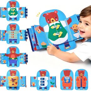 JoyCat Dressing Busy Book for Toddlers 1-3, Montessori Toy with 7 Real Dressing Skills, Fine Motor Skills Toy, Travel Toys for Toddlers, Sensory Life Skills Preschool Learning Gift in Saudi Arabia