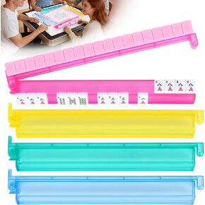 Mahjong Racks with Pushers Set of 4，Clear Acrylic Tile Holders Organizer for American Mahjong，All-in-One Mahjong Accessories and Supplies Gifts for Mj Enthusiast (Clear) in Saudi Arabia