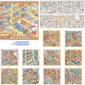 3D Sticker Scene for Adults – DIY Scene Stickers Miniature Supermarket Shelf Restocking Kit with Tweezers, PET Craft Stickers for Stress Relief, Friends Party, Cute Fidget Sticker Book for All Ages in Saudi Arabia