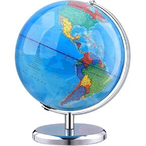 TTKTK World Globe with Stainless steel Stand Rotating Earth Spinning Globe for Kids Geography Classroom Education or Decorations (8 Inch Blue) in Saudi Arabia