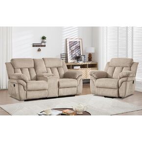 CANMOV Recliner Sofa Set, Manual Recliner Loveseat with Overstuffed Armrest for Living Room,Bedroom Furniture,Office,2 Seat Light Brown in Kuwait