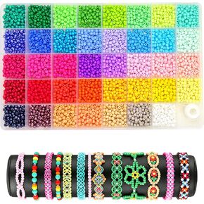 4mm 4000+pcs Seed Beads for Jewelry Making, 39 Colors Uniform Small Beads for Bracelet Making Kit, Glass Seed Bead Kit, Tiny Craft for DIY Art Jewelry Making in Saudi Arabia