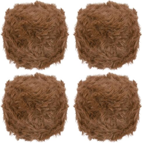 PATIKIL 70 Yards Fur Yarn, 4 Skeins 100 Grams Soft Plush Fluffy Chunky Polyester Faux Fur Eyelash Yarn for Crocheting Hand Knitting Blanket Hats Crochet Crafting, Milk Coffee in Kuwait