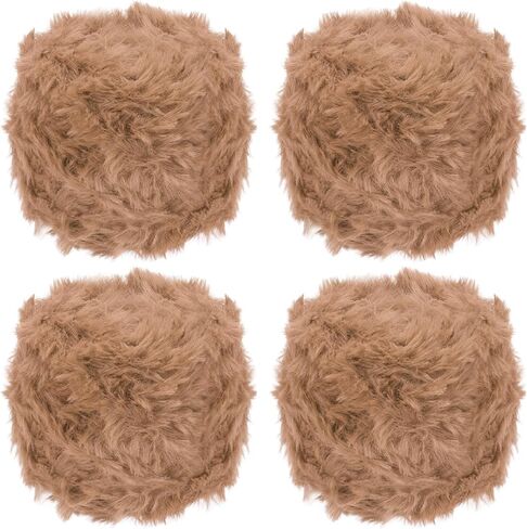 PATIKIL 70 Yards Fur Yarn, 4 Skeins 100 Grams Soft Plush Fluffy Chunky Polyester Faux Fur Eyelash Yarn for Crocheting Hand Knitting Blanket Hats Crochet Crafting, Milk Coffee in Kuwait