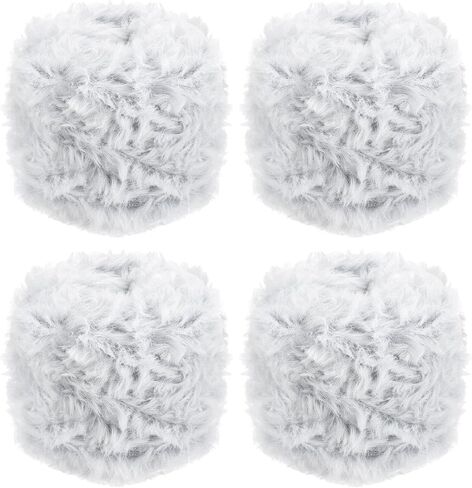 PATIKIL 70 Yards Fur Yarn, 4 Skeins 100 Grams Soft Plush Fluffy Chunky Polyester Faux Fur Eyelash Yarn for Crocheting Hand Knitting Blanket Hats Crochet Crafting, Milk Coffee in Kuwait