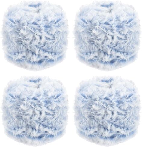 PATIKIL 70 Yards Fur Yarn, 4 Skeins 100 Grams Soft Plush Fluffy Chunky Polyester Faux Fur Eyelash Yarn for Crocheting Hand Knitting Blanket Hats Crochet Crafting, Milk Coffee in Kuwait