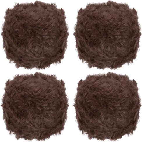 PATIKIL 70 Yards Fur Yarn, 4 Skeins 100 Grams Soft Plush Fluffy Chunky Polyester Faux Fur Eyelash Yarn for Crocheting Hand Knitting Blanket Hats Crochet Crafting, Milk Coffee in Kuwait