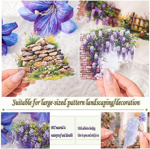 XPPZHKY 60Pcs Scrapbooking Sticker Decals Botanical Flower Themed Journaling Self-Adhesive PET Aesthetic Sticker Materials Scrapbook Supplies Bullet Junk Journal Planner Note Decoration Craft DIY in Saudi Arabia