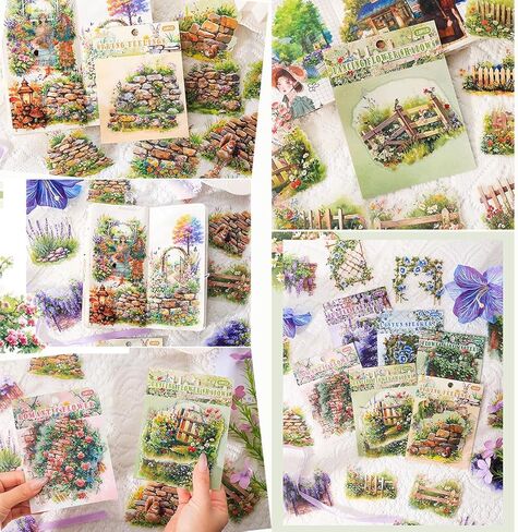 XPPZHKY 60Pcs Scrapbooking Sticker Decals Botanical Flower Themed Journaling Self-Adhesive PET Aesthetic Sticker Materials Scrapbook Supplies Bullet Junk Journal Planner Note Decoration Craft DIY in Saudi Arabia