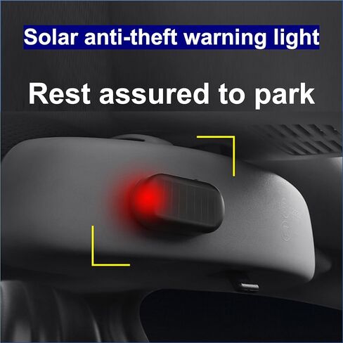 RQG Fake Car Alarm Light, 2pcs (Red*2+Blue*2), Solar & USB Powered, Anti-Theft LED Flashing Security Alarm for Cars in Saudi Arabia