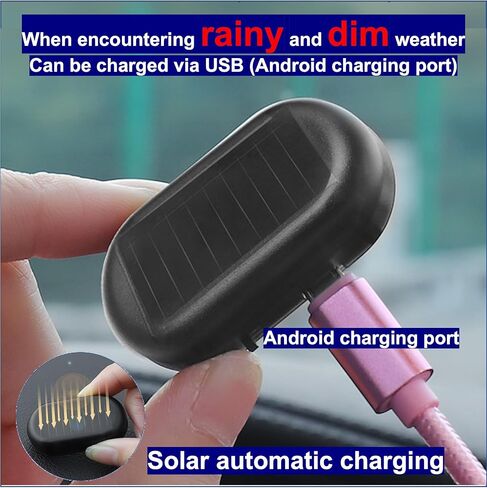 RQG Fake Car Alarm Light, 2pcs (Red*2+Blue*2), Solar & USB Powered, Anti-Theft LED Flashing Security Alarm for Cars in Saudi Arabia