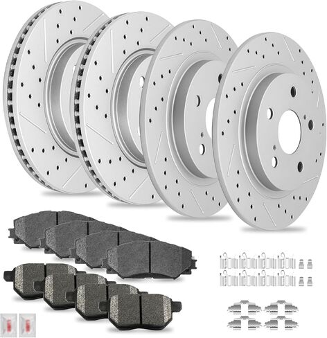 Ceramic Disc Brake Pads And Rotors Kit Front Vented & Rear Solid Rotor For 2008 2009 2010 2011 2012 2013 2014 2015 Scion Xb in Saudi Arabia