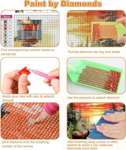 CEOVR Moose Diamond Art Kits for Adults, Forest Moose Diamond Painting Dots Crystal 5D DIY Full Round Drill Gem Art, Adult Beginner Crafts Kits, Wall Decor for Home Office 12x16in in Kuwait