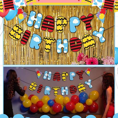 Cartoon Dog Theme Happy Birthday Banner Party Decorations Cute Dog Theme Birthday Party Supplies Red Yellow Blue Banner for Hanging Bunting Puppy Decoration in Kuwait