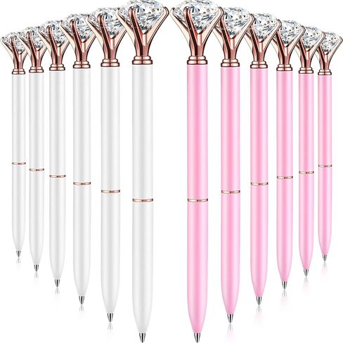 Outus 12 Pcs Diamond Pens, Bling Wedding Crystal Metal Ballpoint Pens for Wedding Bridal Shower Baby Shower Home Office, Elegant Crystal Topped Writing Instruments for Bridesmaid Gifts & Invitations in Kuwait