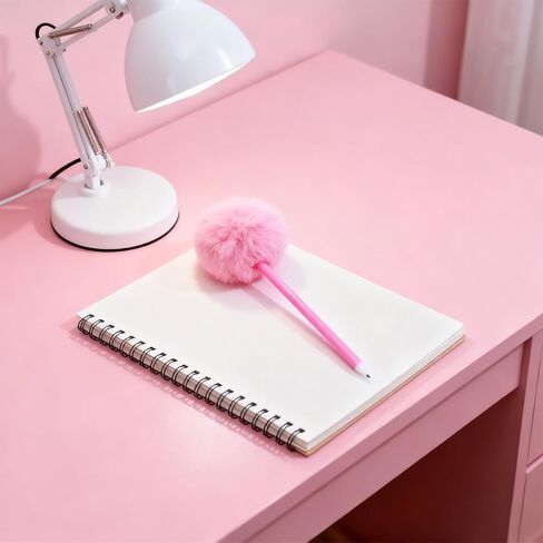 3PCS Pink Pom Pom Pen,Fluffy Ball Cute Plush Fuzzy Pens,Needle Gel Ink Pens,Fluffy Pompoms Plastic Rollerball Pen Cartoon Signature Ball Point Pens For Women Men Office Party Supplies in Saudi Arabia