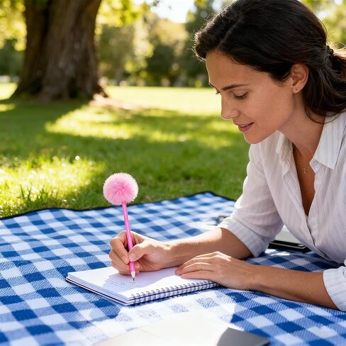 3PCS Pink Pom Pom Pen,Fluffy Ball Cute Plush Fuzzy Pens,Needle Gel Ink Pens,Fluffy Pompoms Plastic Rollerball Pen Cartoon Signature Ball Point Pens For Women Men Office Party Supplies in Saudi Arabia