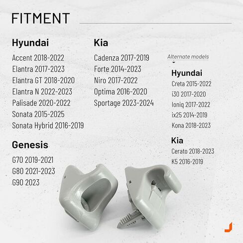 Click&Fit Sun Visor Retainer Clip Holder Hook 2-Pack Compatible with Hyundai Elantra Sonata Accent, Kia Forte Optima NIRO Sportage, Genesis G70 G80 2014-2025 - Visor Support Bracket 85235-B1000, Gray in Kuwait