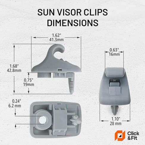 Click&Fit Sun Visor Retainer Clip Holder Hook 2-Pack Compatible with Hyundai Elantra Sonata Accent, Kia Forte Optima NIRO Sportage, Genesis G70 G80 2014-2025 - Visor Support Bracket 85235-B1000, Gray in Kuwait