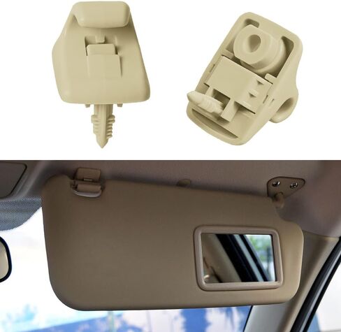 2PCS Sun Visor Retainer Clip, Sun Visor Holder Hook, 85235-B1000 Gray Sun Visor Support Fastener Bracket, Automotive Interior Parts Compatible with Most Vehicles (Beige) in Kuwait