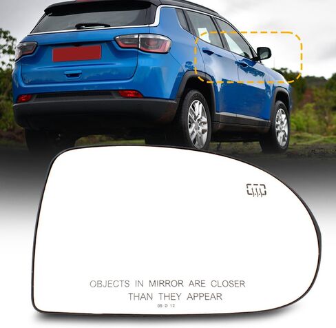 Right passenger Side Door Mirror Glass fit for 2007 2008 2009 2010 2011 2012 2013 2014 2015 2016 2017 Jeep Compass, Heated Mirror Replacement Glass for 68000019AA 68058797AA in Saudi Arabia