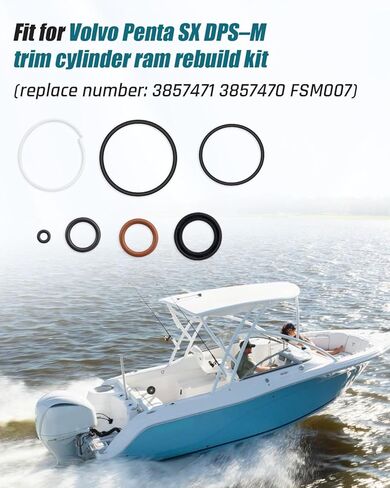 3857470 Trim Cylinder Ram Sealing Ring Rebuild Kit Fit for Volvo Penta SX DPS - M Cylinder Cap O-Ring Seal 3857471 FSM007 in Kuwait