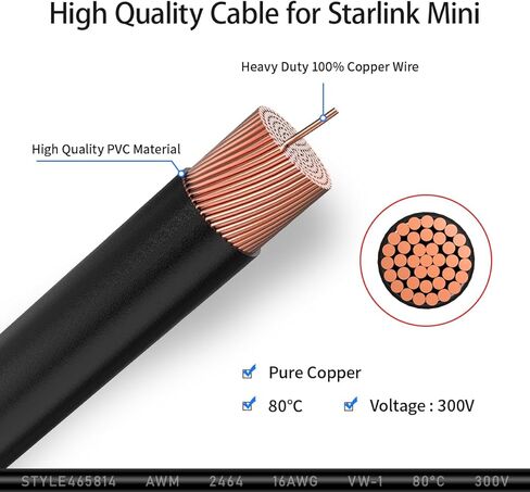 ELFCULB Starlink Mini Cable, 16AWG Starlink Mini DC5521 Power Pigtail Cable for Routers CCTV Systems DIY(5FT) in Kuwait