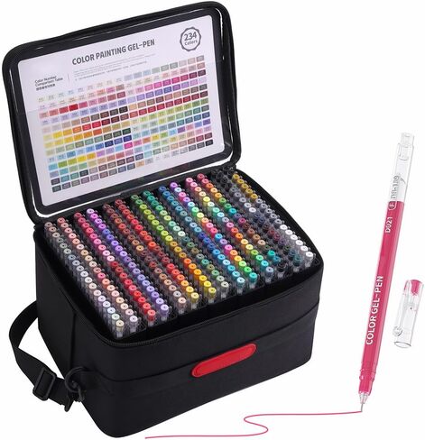 252 Pack Gel Pens for Coloring, 234 Colors Acrylic Gel Pens with 0.6MM Fine Point, Drawing Colored Pen for Black Paper, Books, Writing, Drawing, Journaling, Note Taking in Saudi Arabia
