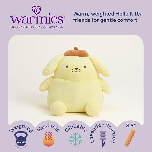 Warmies x Hello Kitty - حيوانات محشوة قابلة للاستخدام في الميكروويف وموزونة، بومبوبورين - لعبة قطيفة محشوة ساخنة للدفء والراحة - ألعاب قطيفة ناعمة معطرة للبالغين والأطفال (الأولاد والبنات) in Saudi Arabia